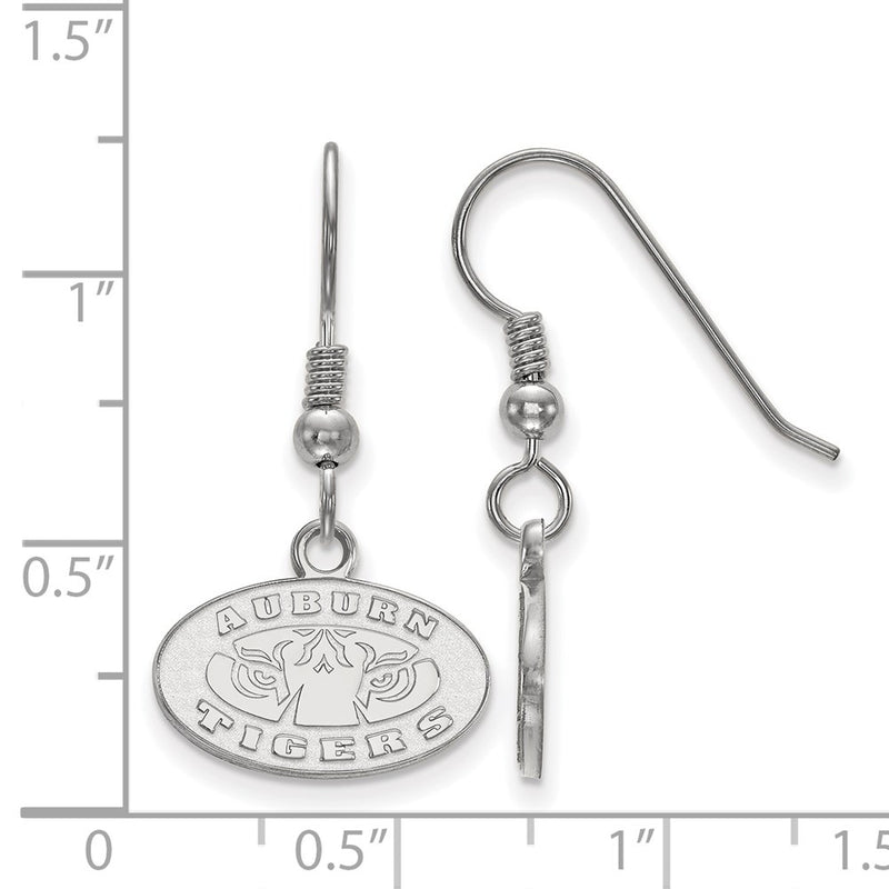 Sterling Silver Rhodium Plated Logoart Auburn Tigers Extra Small Dangle Wire Earrings