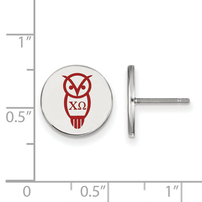 Sterling Silver Rhodium Plated Logoart Chi Omega Sorority Symbol Color Enamel Post Earrings