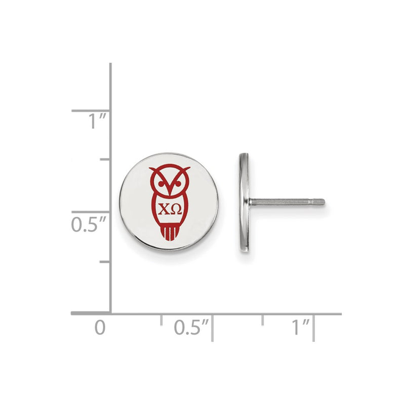 Sterling Silver Rhodium Plated Logoart Chi Omega Sorority Symbol Color Enamel Post Earrings
