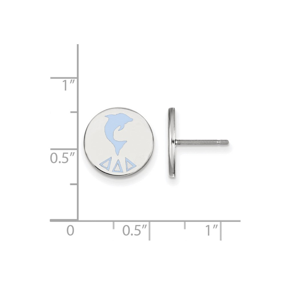 Sterling Silver Rhodium Plated Logoart Delta Sorority Symbol Color Enamel Post Earrings