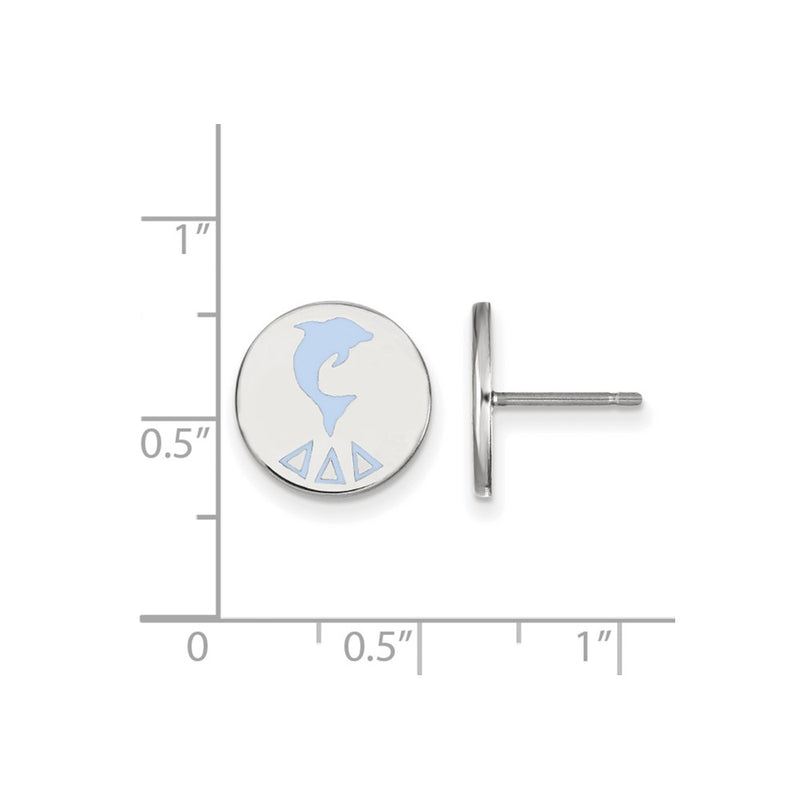 Sterling Silver Rhodium Plated Logoart Delta Sorority Symbol Color Enamel Post Earrings