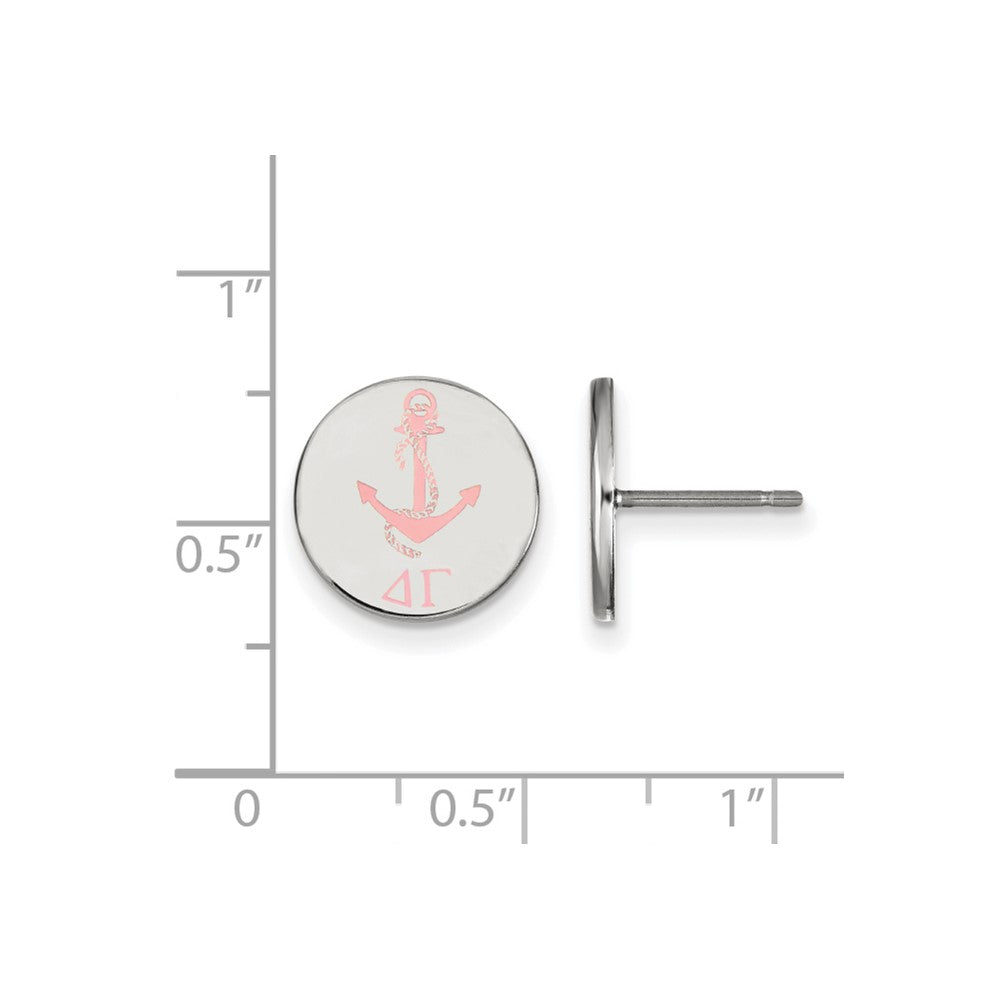 Sterling Silver Rhodium Plated Logoart Delta Gamma Sorority Symbol Color Enamel Post Earrings
