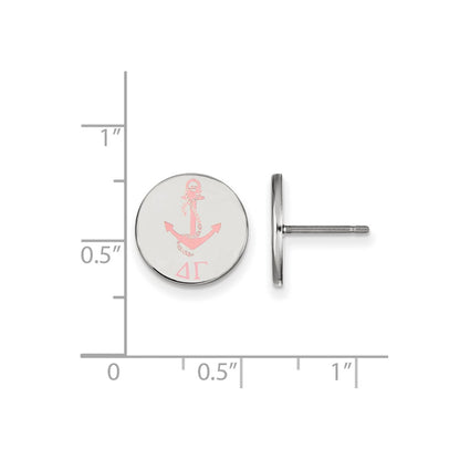 Sterling Silver Rhodium Plated Logoart Delta Gamma Sorority Symbol Color Enamel Post Earrings