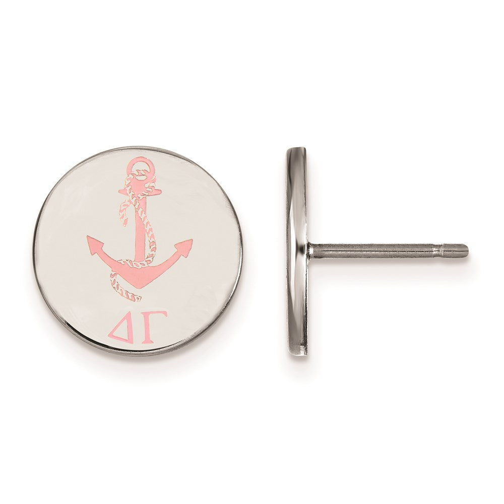 Sterling Silver Rhodium Plated Logoart Delta Gamma Sorority Symbol Color Enamel Post Earrings