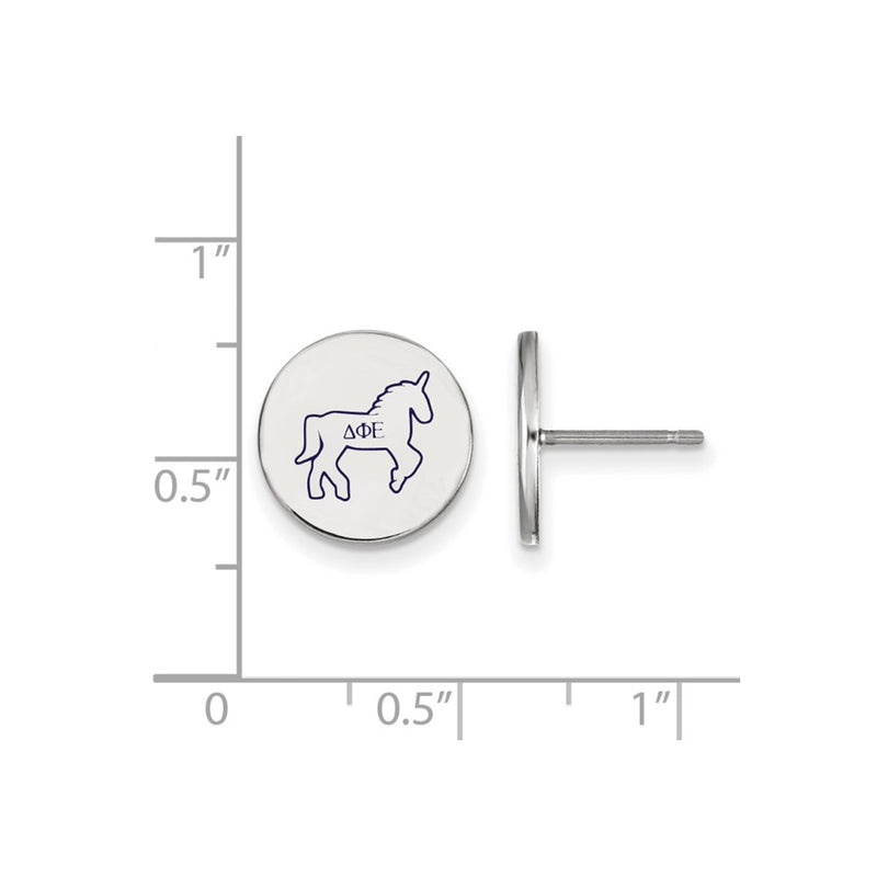 Sterling Silver Rhodium Plated Logoart Delta Phi Epsilon Sorority Symbol Color Enamel Post Earrings