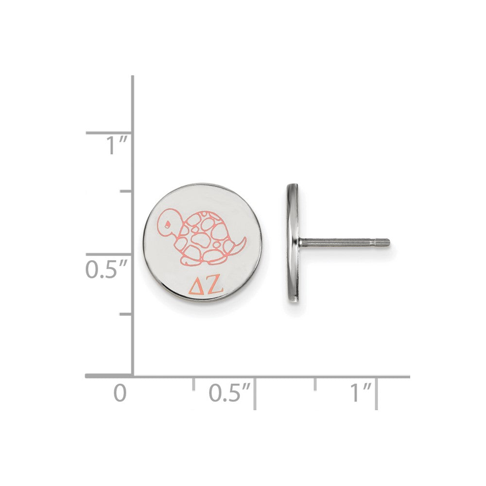 Sterling Silver Rhodium Plated Logoart Delta Zeta Sorority Symbol Color Enamel Post Earrings