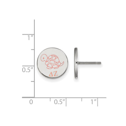 Sterling Silver Rhodium Plated Logoart Delta Zeta Sorority Symbol Color Enamel Post Earrings