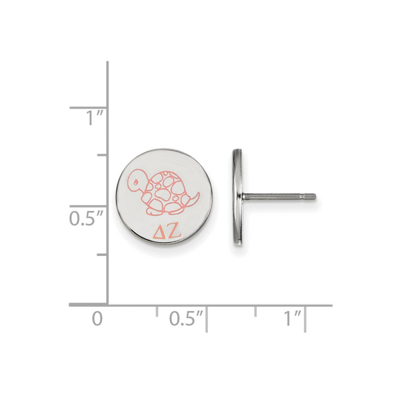 Sterling Silver Rhodium Plated Logoart Delta Zeta Sorority Symbol Color Enamel Post Earrings