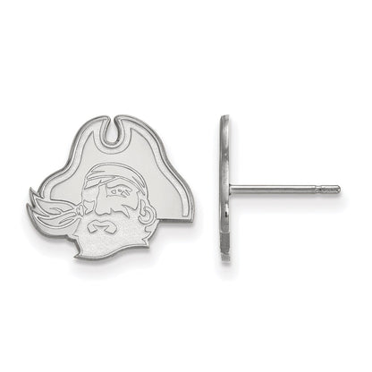 10K White Gold Logoart East Carolina University Pirate Small Post Earrings