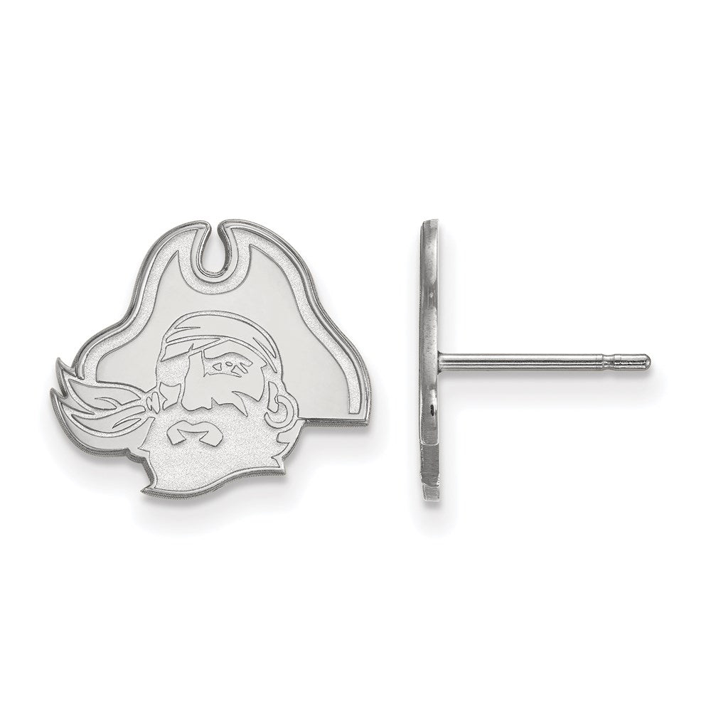 Sterling Silver Rhodium Plated Logoart East Carolina University Pirate Small Post Earrings