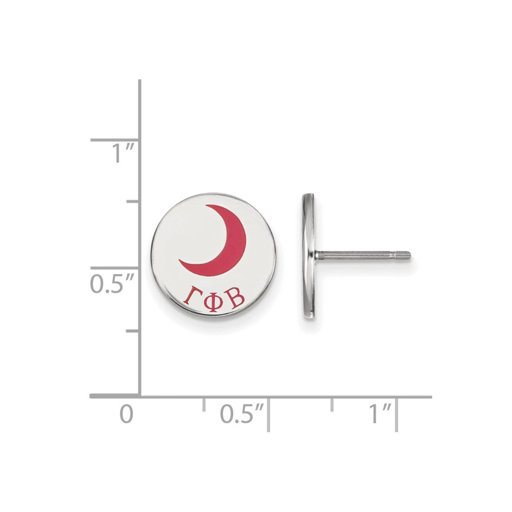 Sterling Silver Rhodium Plated Logoart Gamma Phi Beta Sorority Symbol Color Enamel Post Earrings