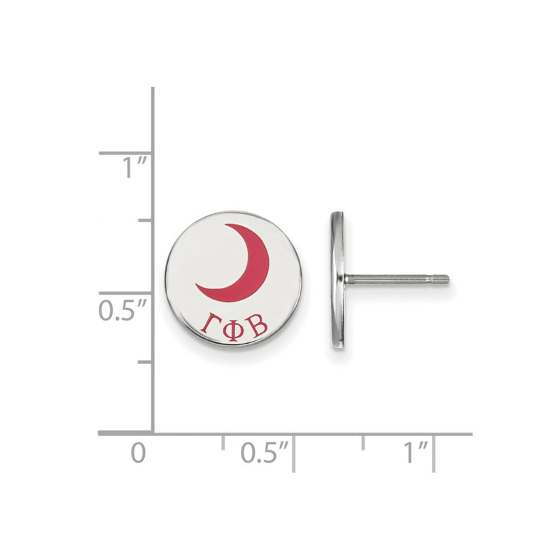 Sterling Silver Rhodium Plated Logoart Gamma Phi Beta Sorority Symbol Color Enamel Post Earrings