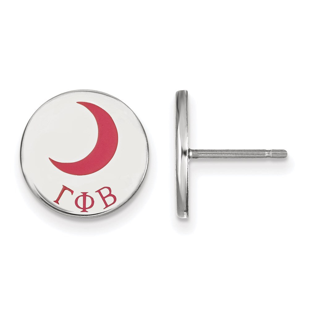 Sterling Silver Rhodium Plated Logoart Gamma Phi Beta Sorority Symbol Color Enamel Post Earrings