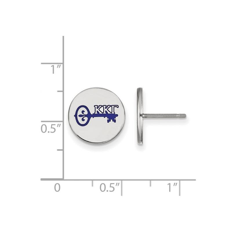 Sterling Silver Rhodium Plated Logoart Kappa Gamma Sorority Symbol Color Enamel Post Earrings