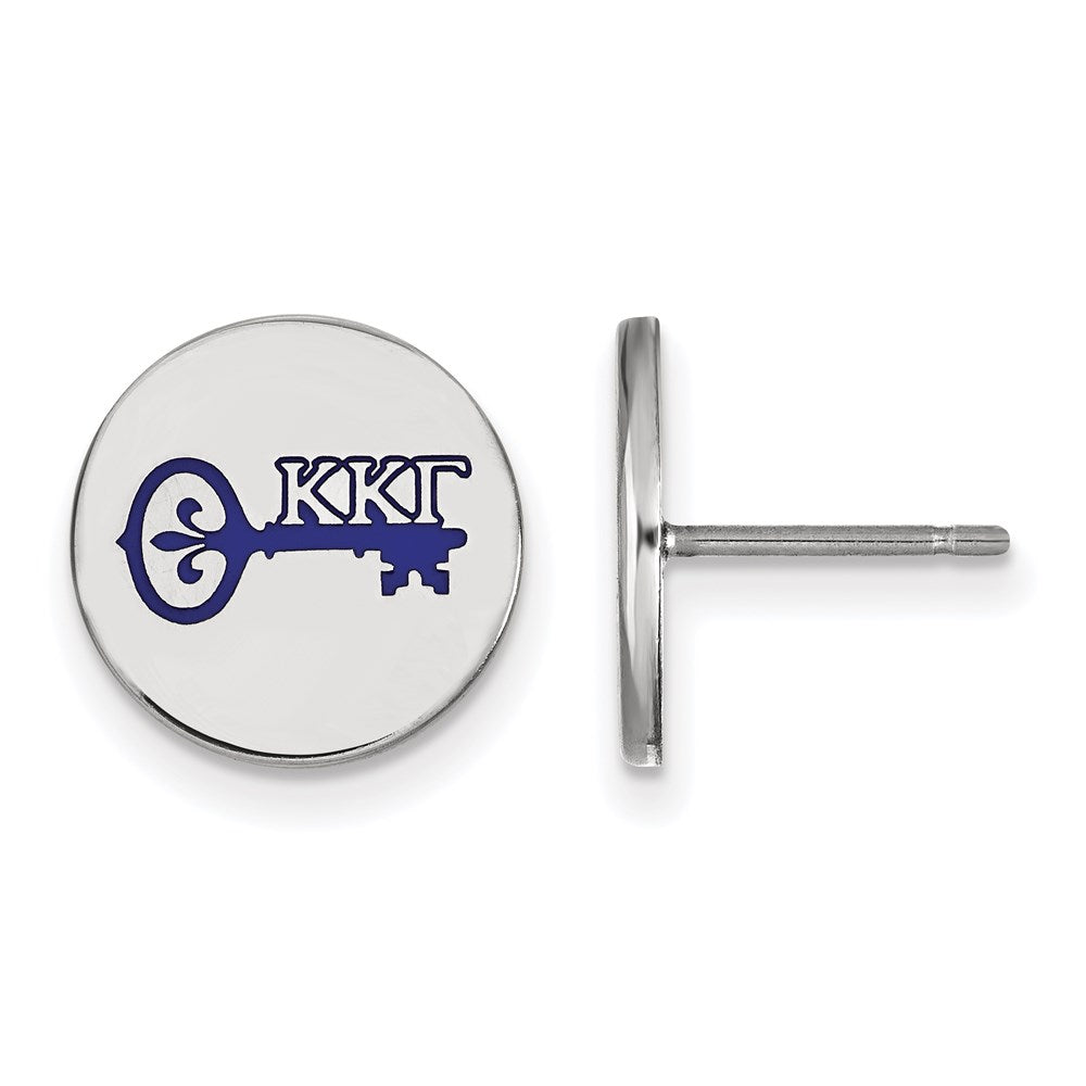 Sterling Silver Rhodium Plated Logoart Kappa Gamma Sorority Symbol Color Enamel Post Earrings