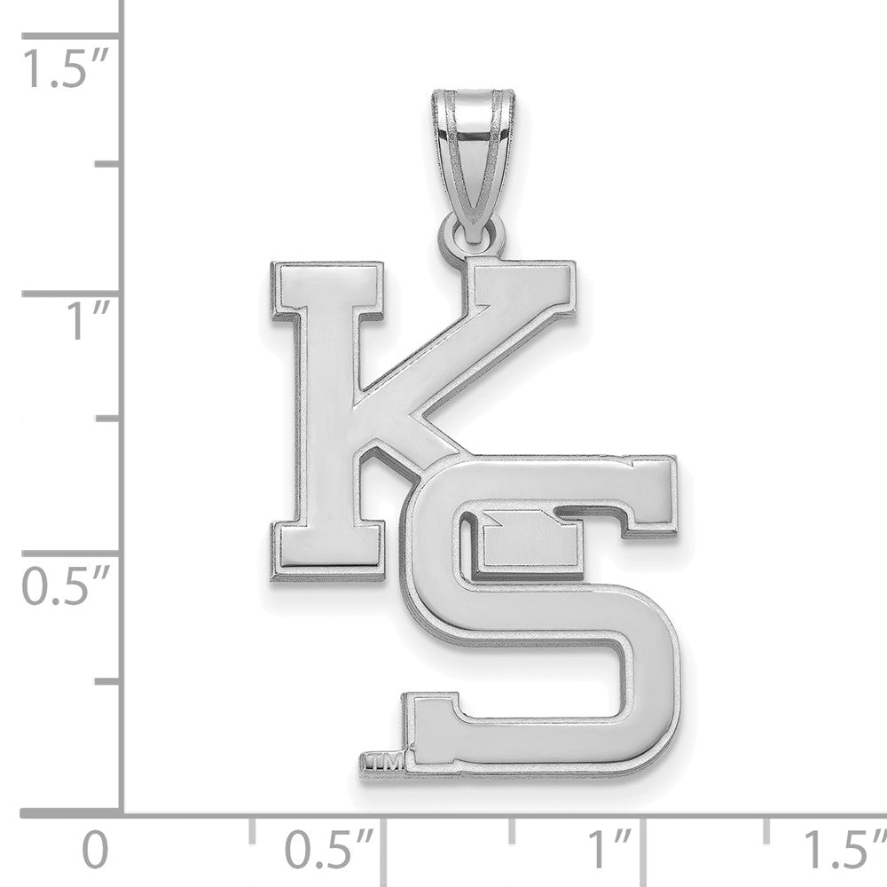 Sterling Silver Rhodium Plated Logoart Kansas State University K S Extra Large Pendant