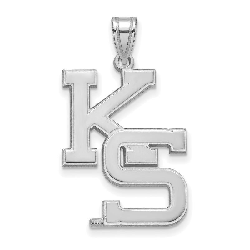 Sterling Silver Rhodium Plated Logoart Kansas State University K S Extra Large Pendant