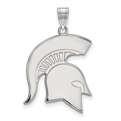 10K White Gold Logoart Michigan State University Spartan Extra Large Pendant