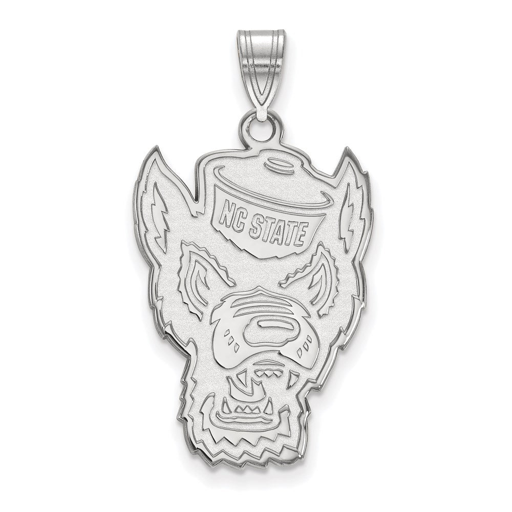 10K White Gold Logoart North Carolina State University Wolf Extra Large Pendant