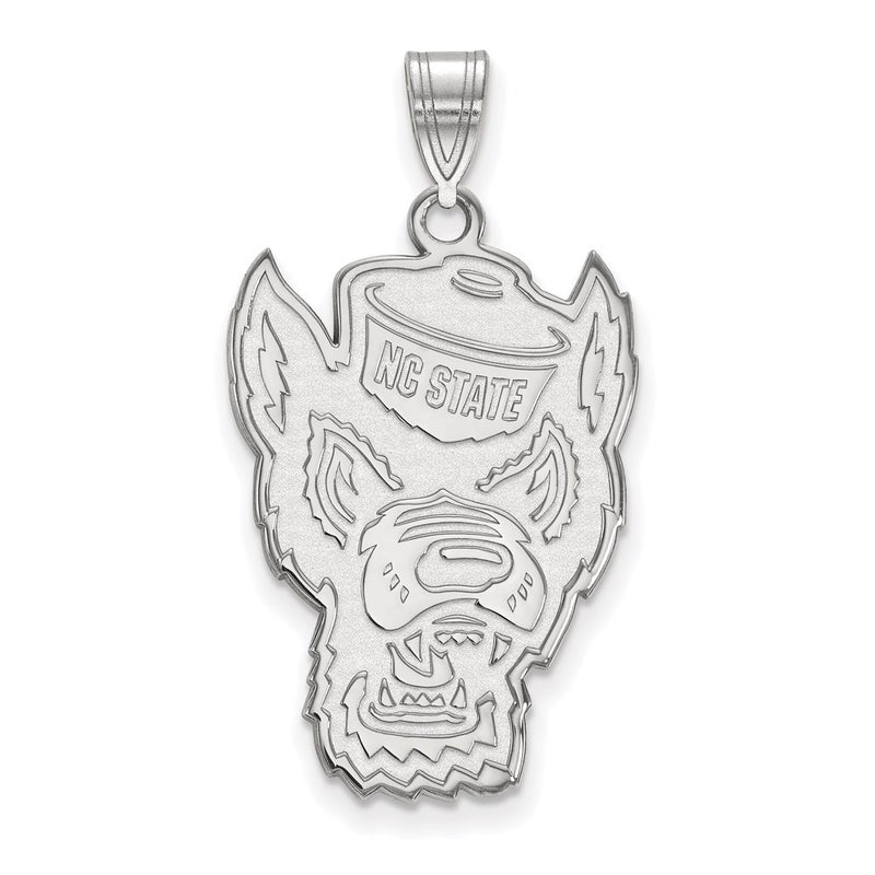 Sterling Silver Rhodium Plated Logoart North Carolina State University Wolf Extra Large Pendant