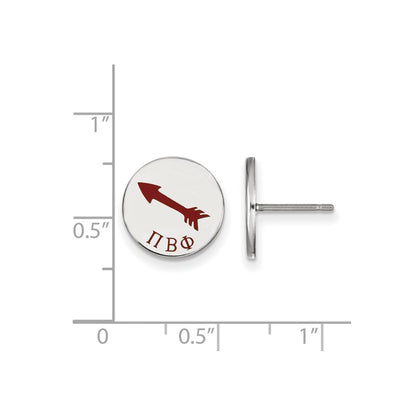 Sterling Silver Rhodium Plated Logoart Pi Beta Phi Sorority Symbol Color Enamel Post Earrings