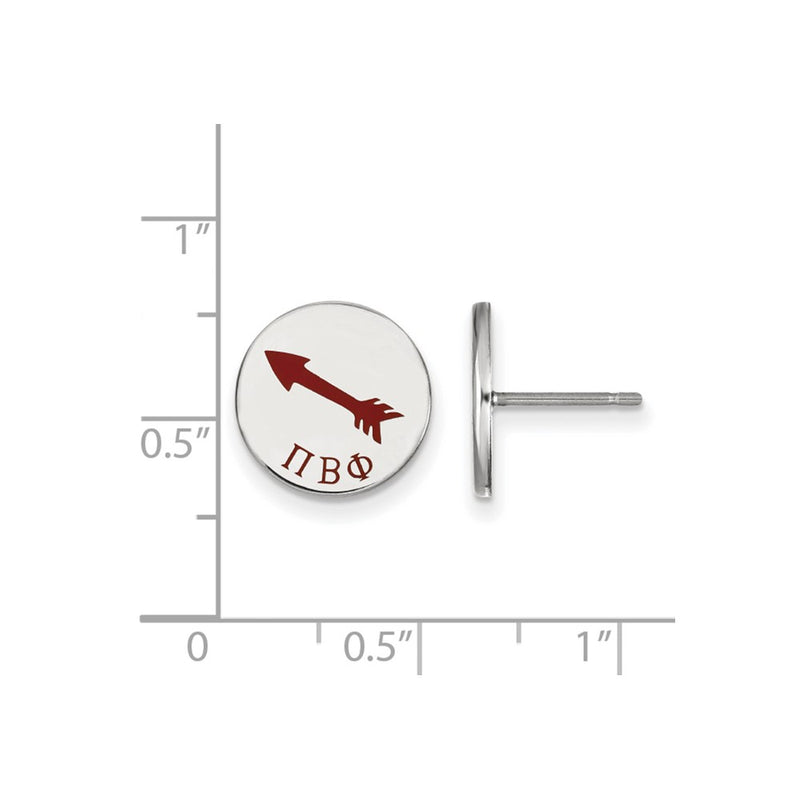 Sterling Silver Rhodium Plated Logoart Pi Beta Phi Sorority Symbol Color Enamel Post Earrings