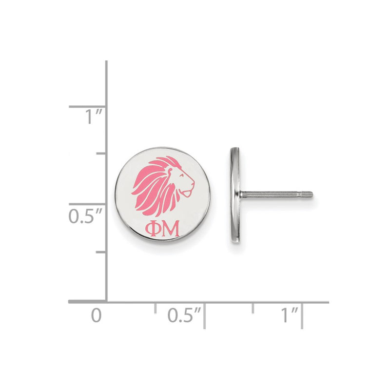 Sterling Silver Rhodium Plated Logoart Phi Mu Sorority Symbol Color Enamel Post Earrings