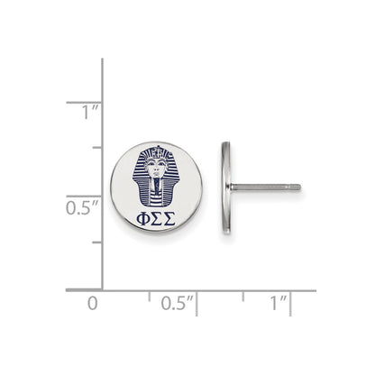Sterling Silver Rhodium Plated Logoart Phi Sigma Sorority Symbol Color Enamel Post Earrings