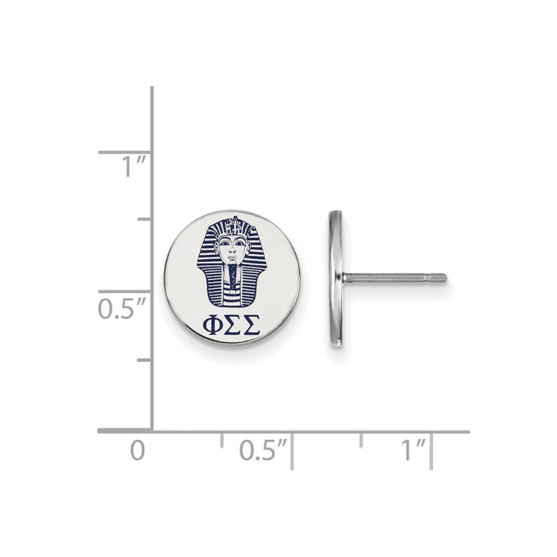 Sterling Silver Rhodium Plated Logoart Phi Sigma Sorority Symbol Color Enamel Post Earrings