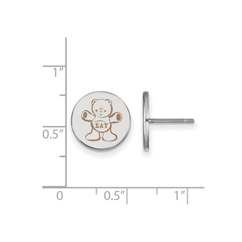 Sterling Silver Rhodium Plated Logoart Sigma Delta Tau Sorority Symbol Color Enamel Post Earrings