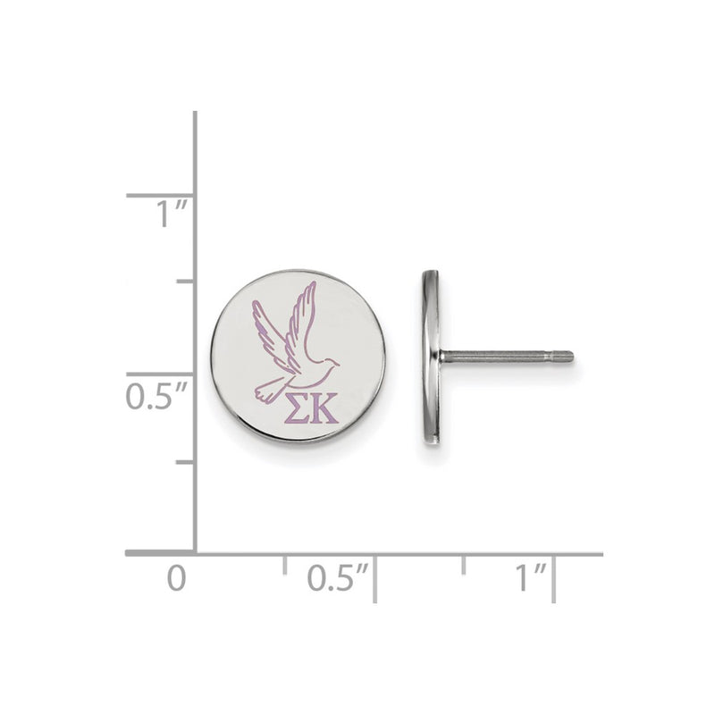 Sterling Silver Rhodium Plated Logoart Sigma Kappa Sorority Symbol Color Enamel Post Earrings