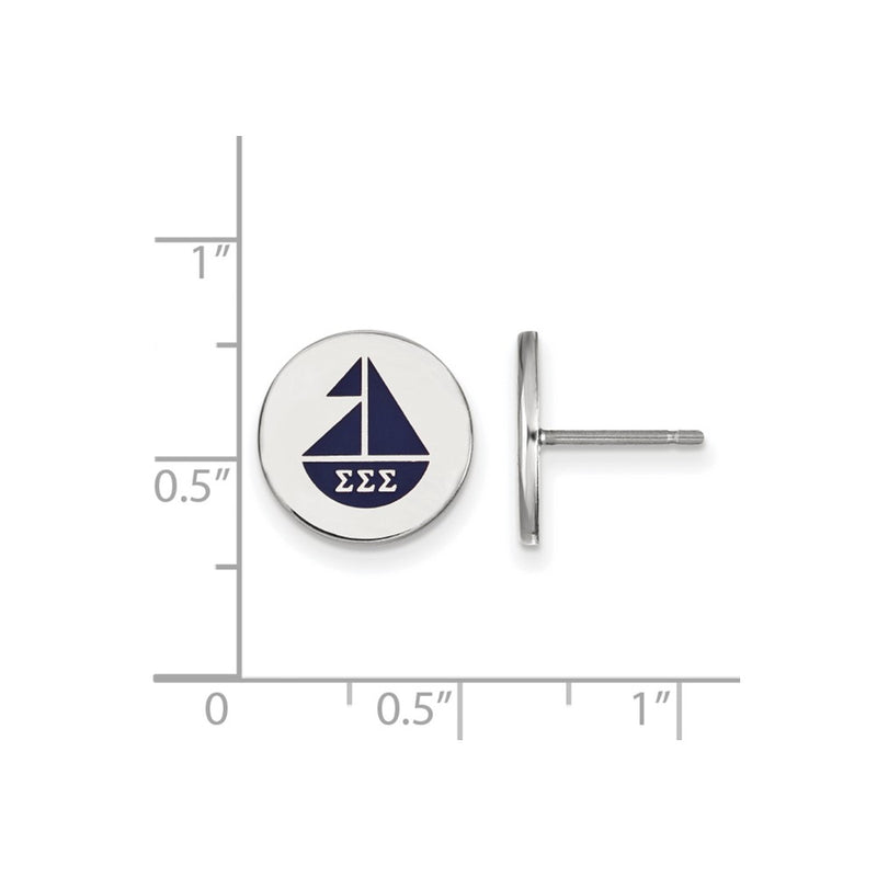 Sterling Silver Rhodium Plated Logoart Sigma Sorority Symbol Color Enamel Post Earrings