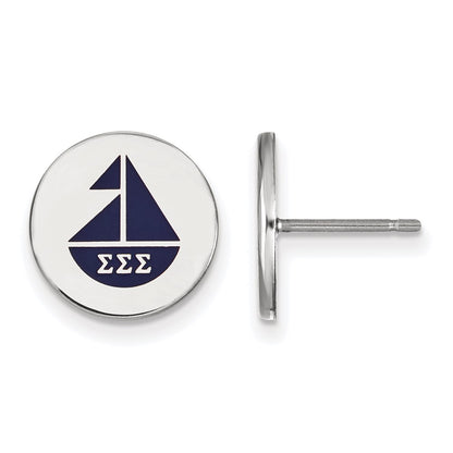 Sterling Silver Rhodium Plated Logoart Sigma Sorority Symbol Color Enamel Post Earrings