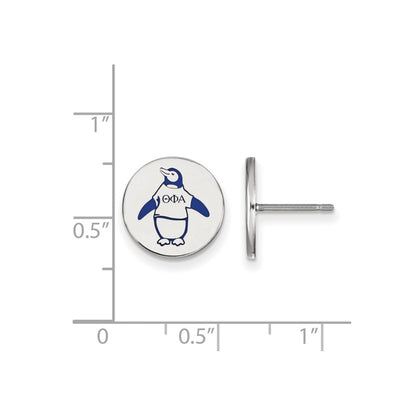 Sterling Silver Rhodium Plated Logoart Theta Phi Alpha Sorority Symbol Color Enamel Post Earrings