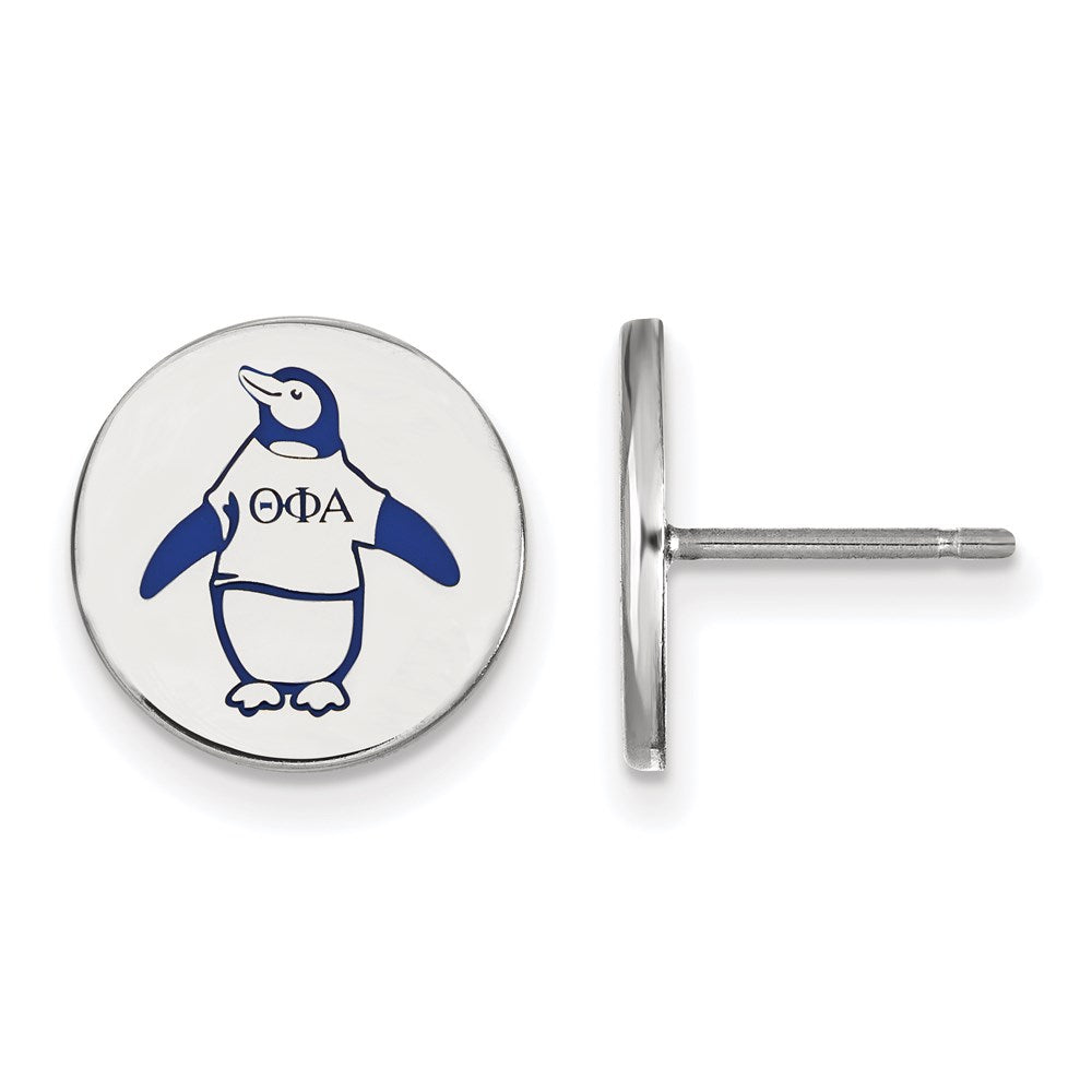 Sterling Silver Rhodium Plated Logoart Theta Phi Alpha Sorority Symbol Color Enamel Post Earrings