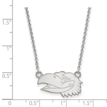 10K White Gold Logoart University Of Kansas Jayhawk Small Pendant 18 Inch Necklace