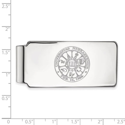 Sterling Silver Rhod-Pltd Logoart University of Nebraska Crest Money Clip