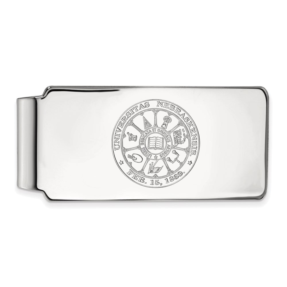 Sterling Silver Rhod-Pltd Logoart University of Nebraska Crest Money Clip