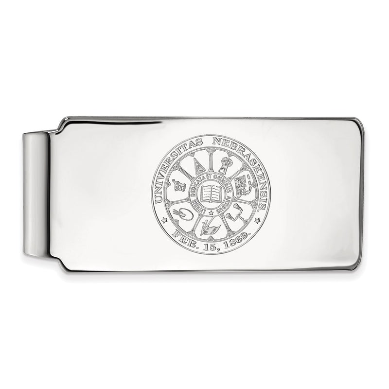 Sterling Silver Rhod-Pltd Logoart University of Nebraska Crest Money Clip