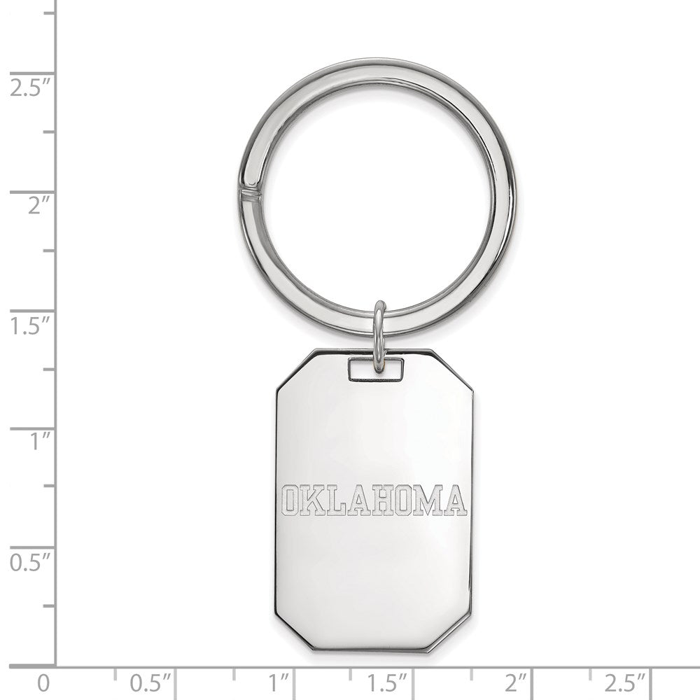 Sterling Silver Rhod-Pltd Logoart University of Oklahoma Key Ring