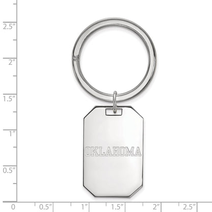 Sterling Silver Rhod-Pltd Logoart University of Oklahoma Key Ring
