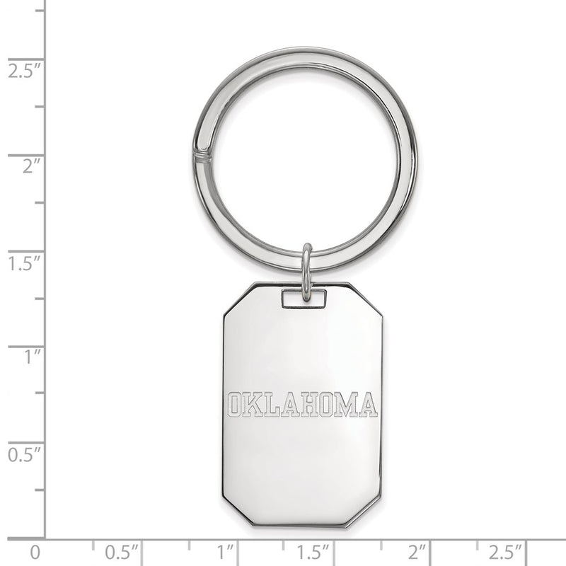 Sterling Silver Rhod-Pltd Logoart University of Oklahoma Key Ring