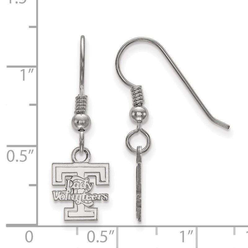 Sterling Silver Rhodium Plated Logoart University Of Tennessee Lady Volunteers Extra Small Dangle Wire Earrings