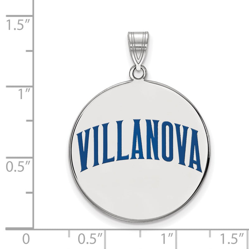 Sterling Silver Rhodium Plated Logoart Villanova University Extra Large Enameled Disc Pendant