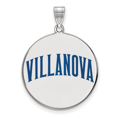 Sterling Silver Rhodium Plated Logoart Villanova University Extra Large Enameled Disc Pendant