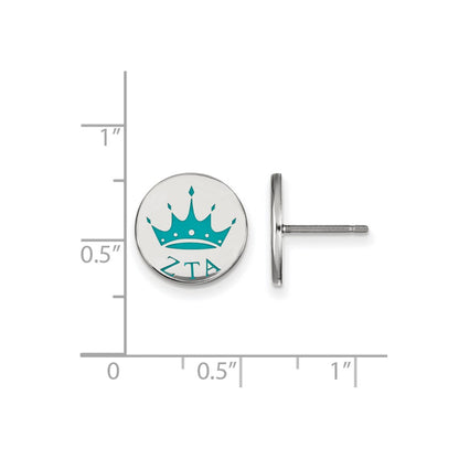 Sterling Silver Rhodium Plated Logoart Zeta Tau Alpha Sorority Symbol Color Enamel Post Earrings