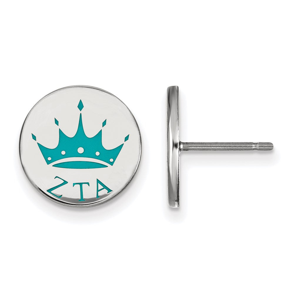 Sterling Silver Rhodium Plated Logoart Zeta Tau Alpha Sorority Symbol Color Enamel Post Earrings