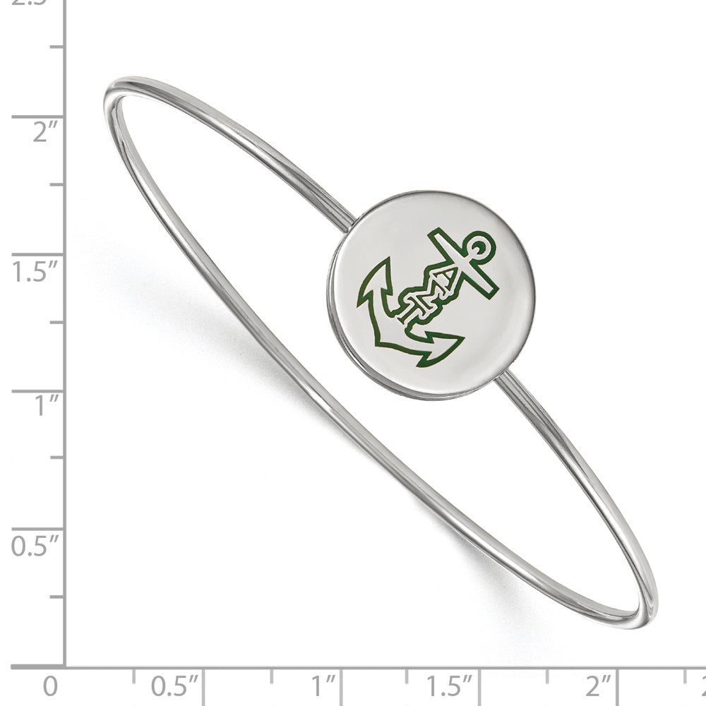 Sterling Silver Rh Plated Logoart Alpha Sigma Tau Enameled Slip On Bangle Bracelet