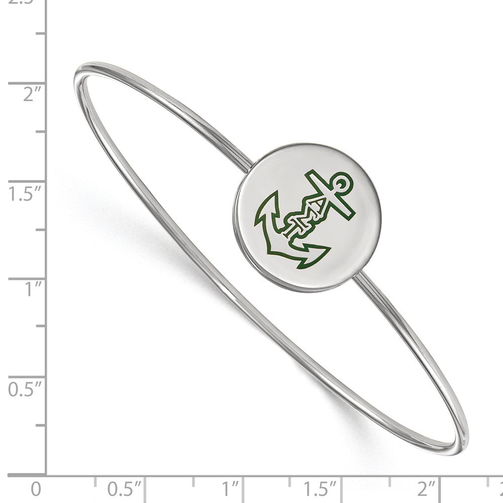 Sterling Silver Rh Plated Logoart Alpha Sigma Tau Enameled Slip On Bangle Bracelet
