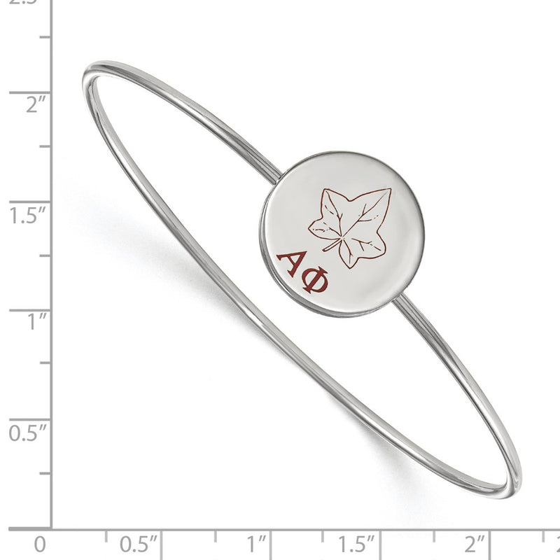 Sterling Silver Rh Plated Logoart Alpha Phi Enameled Slip On Bangle